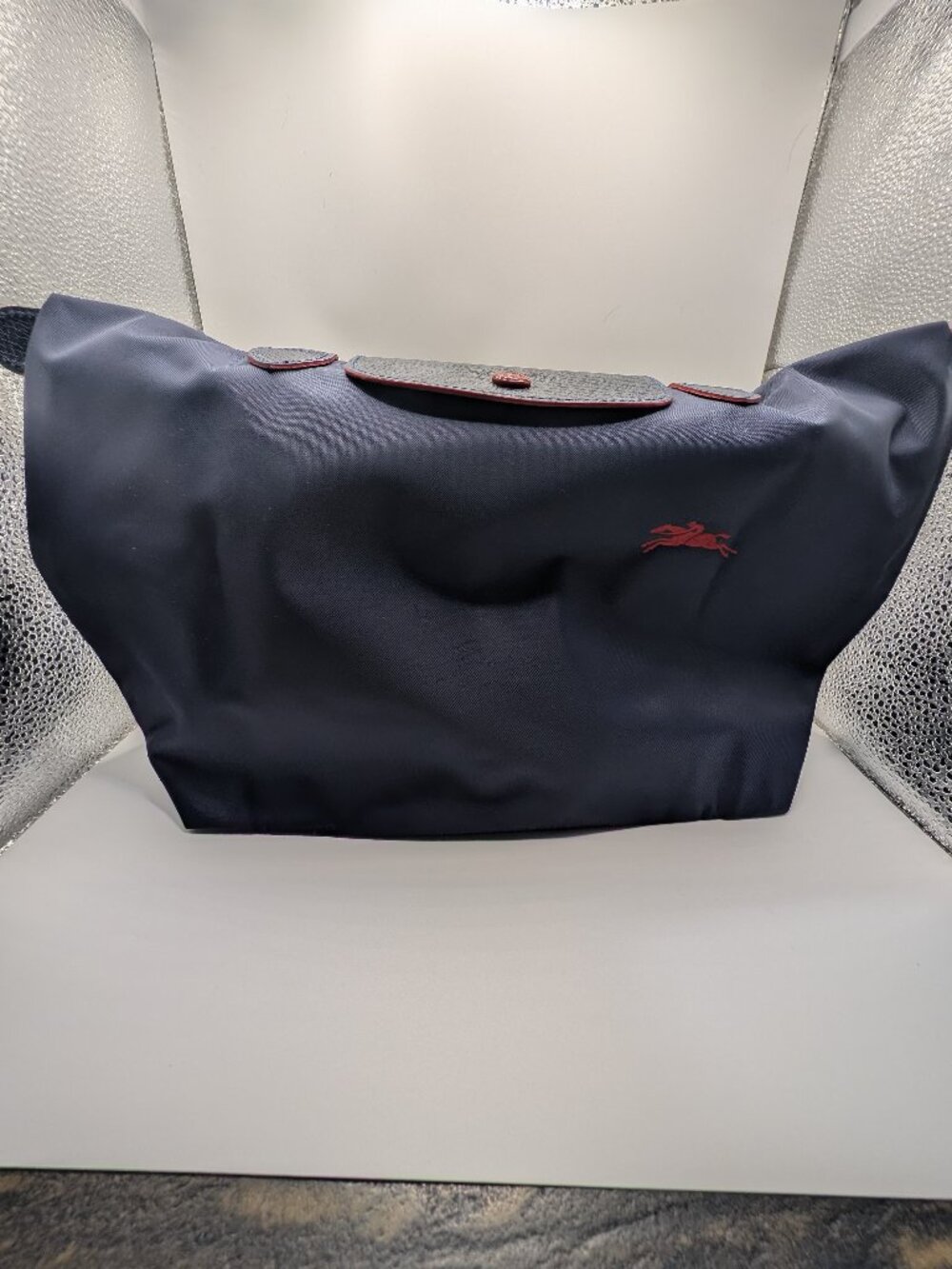 Longchamp Le Pliage Club Tote Navy Blue Short Handle Nylon Bag Authentic S/M